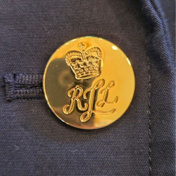 Lauren Ralph Lauren Navy Women's Blazer Gold Buttons Cotton Stretch Tailored 2 - Picture 8 of 11